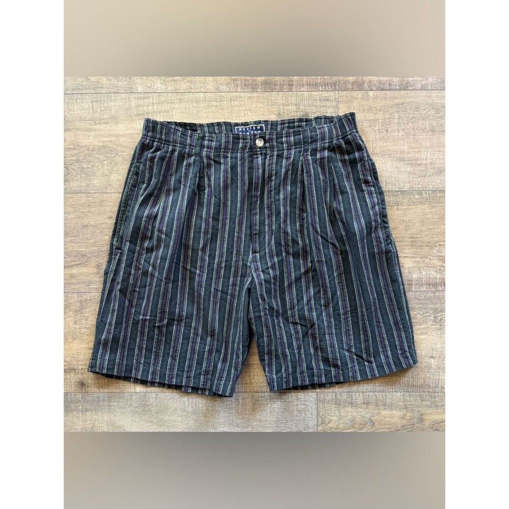 Vintage Review by Baxter men’s size 34 black multicolor stripped chino shorts